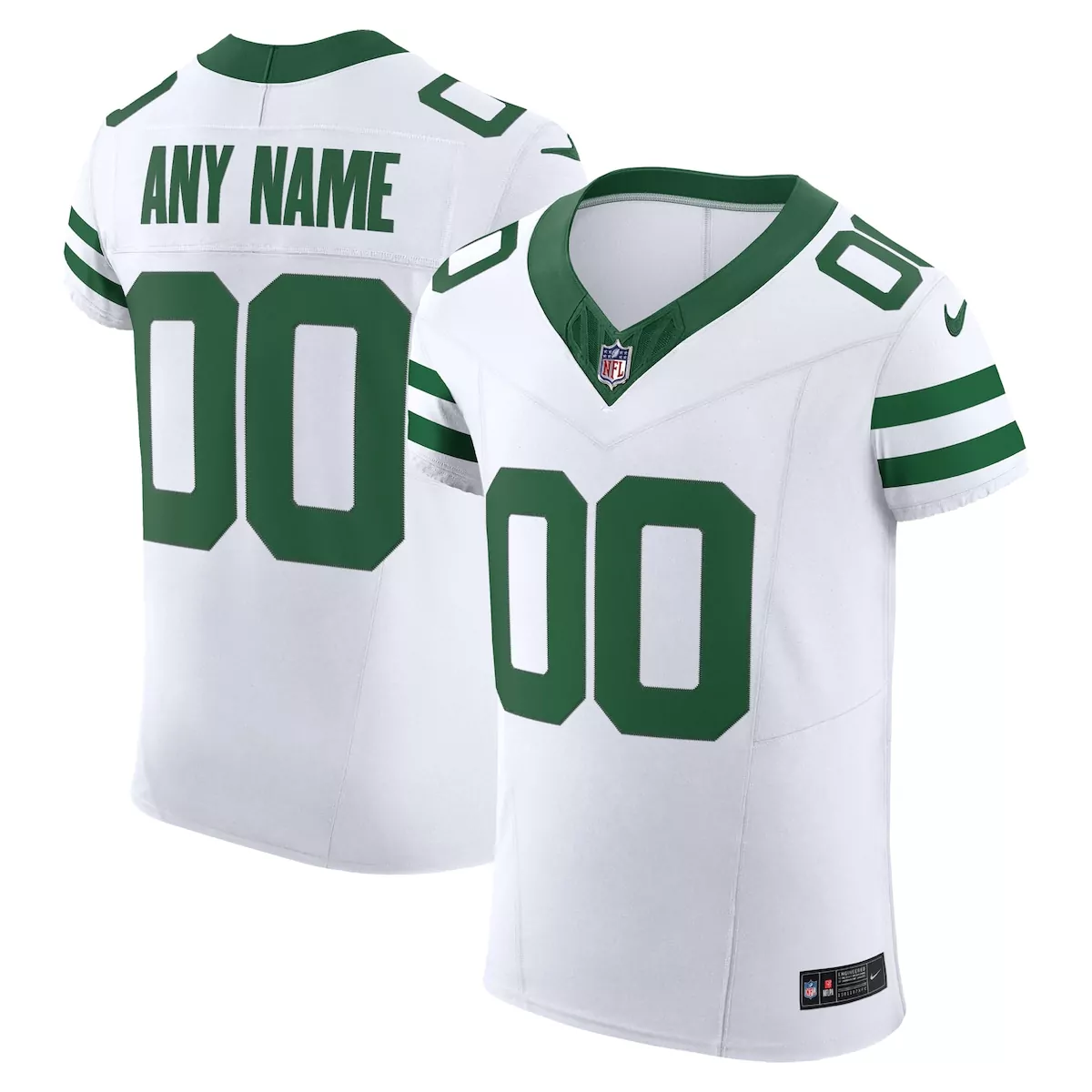 Custom New York Jets Jersey White Men Authentic Alternate Green Vapor Elite
