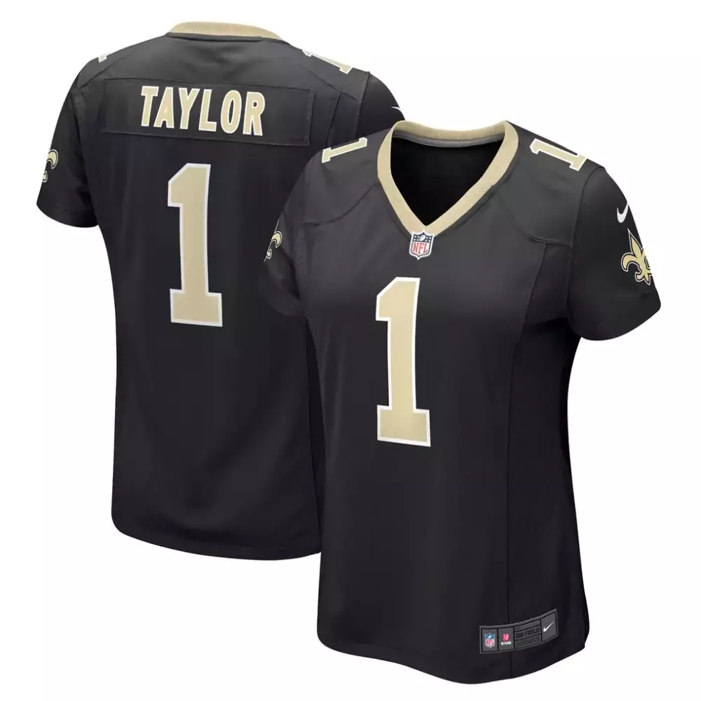 Alontae Taylor 1 Jersey Black New Orleans Saints Women Stitched Gold White Game
