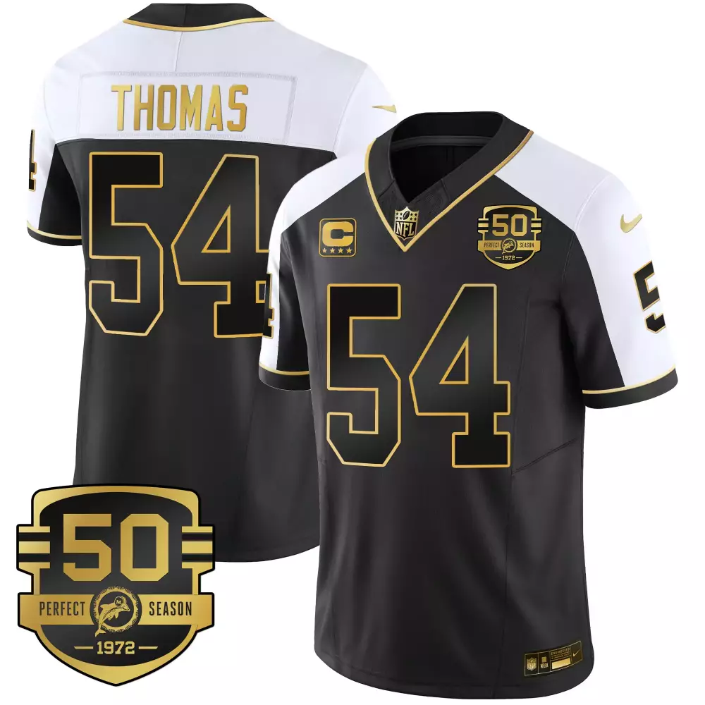 Michael Thomas 54 Miami Dolphins Jersey Black Perfect Season 1972 Men Stitched Alternate