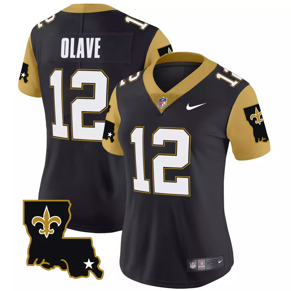 Chris Olave 12 New Orleans Saints Jersey Black Gothic Women Limited Alternate Gold