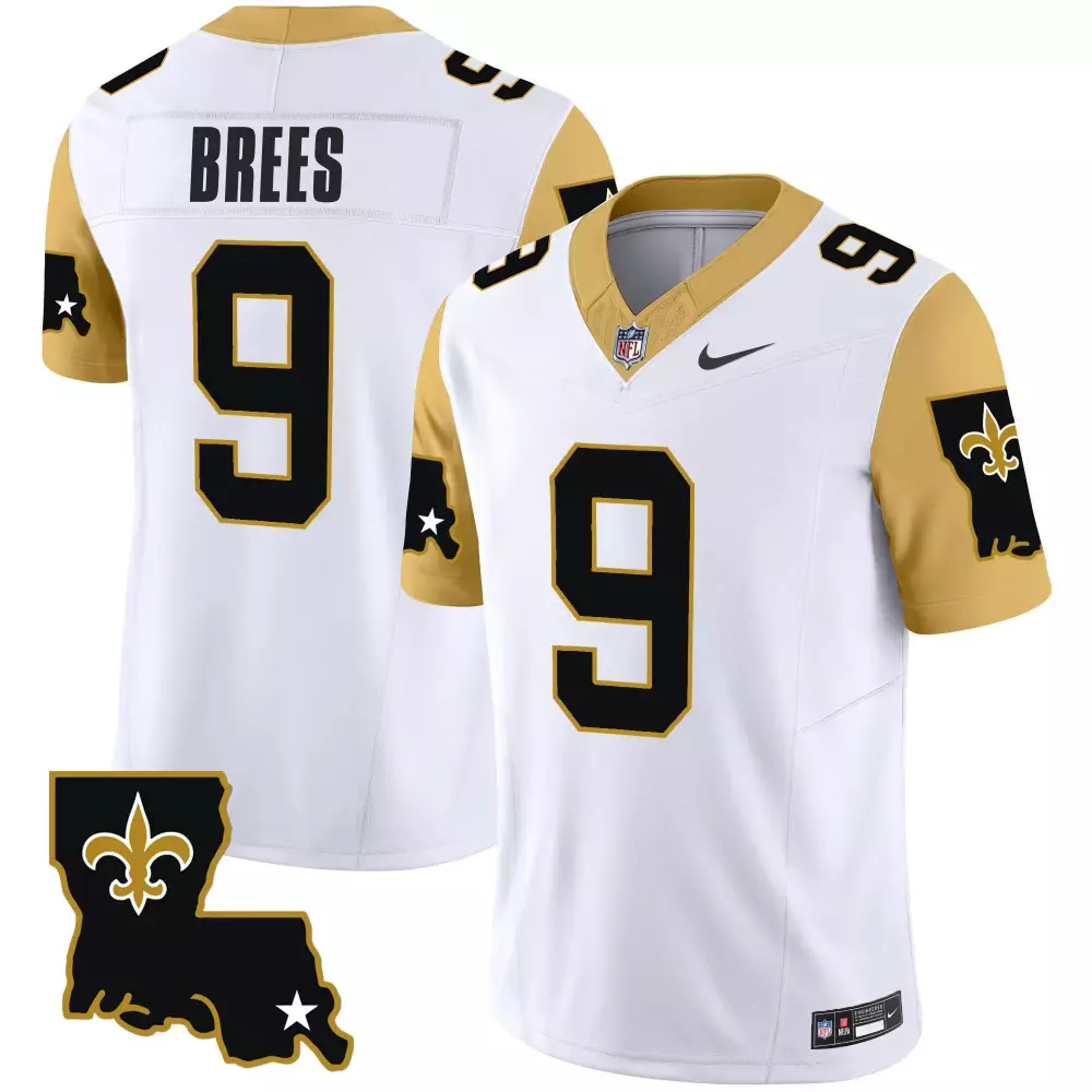 Drew Brees 9 New Orleans Saints Jersey White Gothic Men Authentic Alternate Custom Design