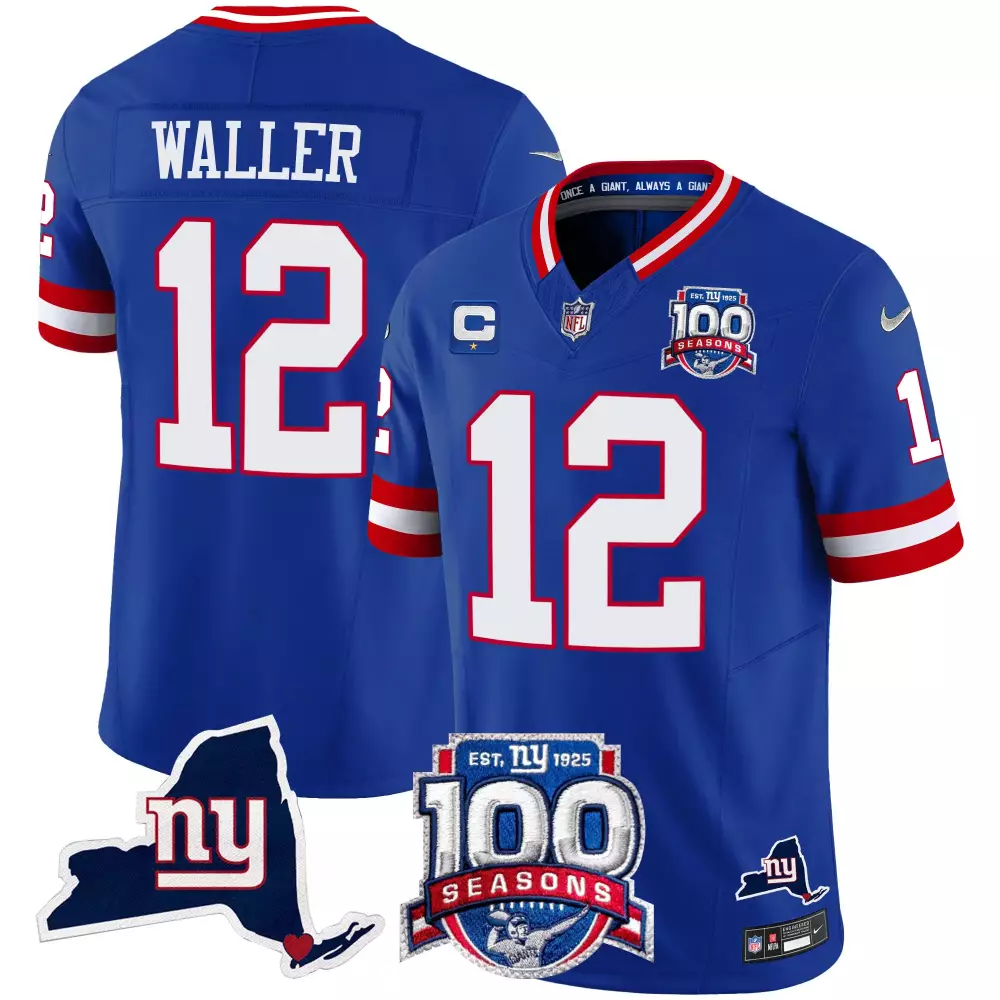 Darren Waller 12 New York Giants Jersey Blue 100th Season 100 Seasons Men Nike Elite