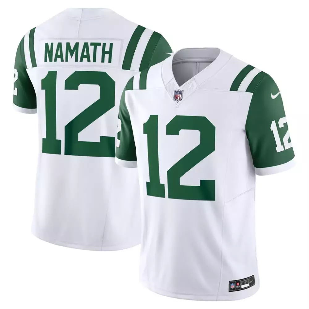 Joe Namath 12 New York Jets Jersey White Men Authentic Alternate Green Classic Vapor