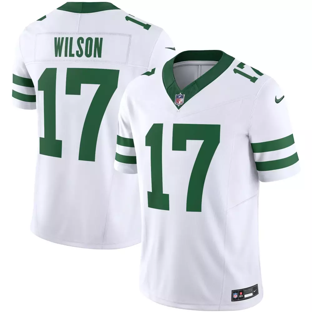 Garrett Wilson 17 New York Jets Jersey White Men Authentic Alternate Green All Stitched
