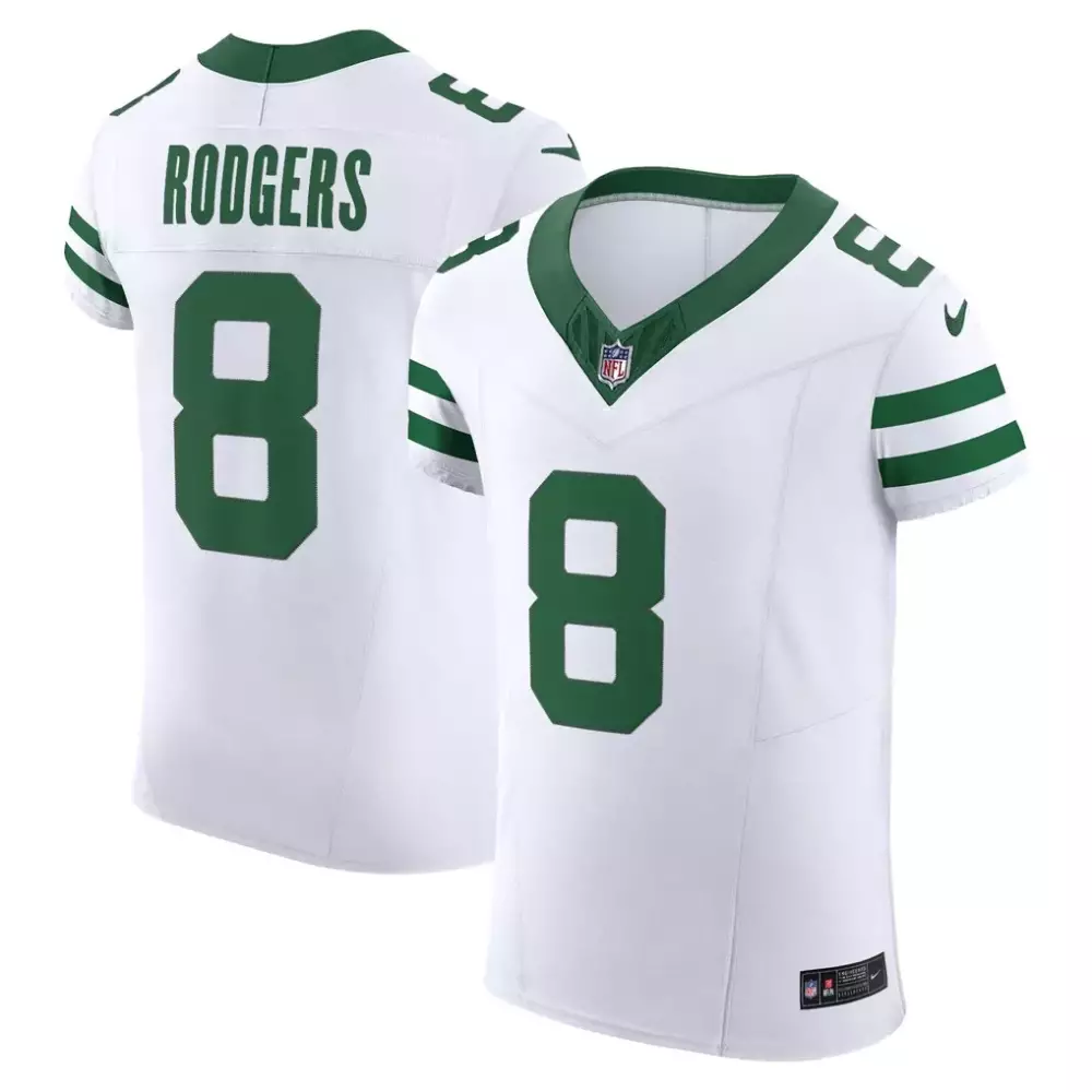 Aaron Rodgers 8 New York Jets Jersey White Men Authentic Alternate Green Vapor Elite