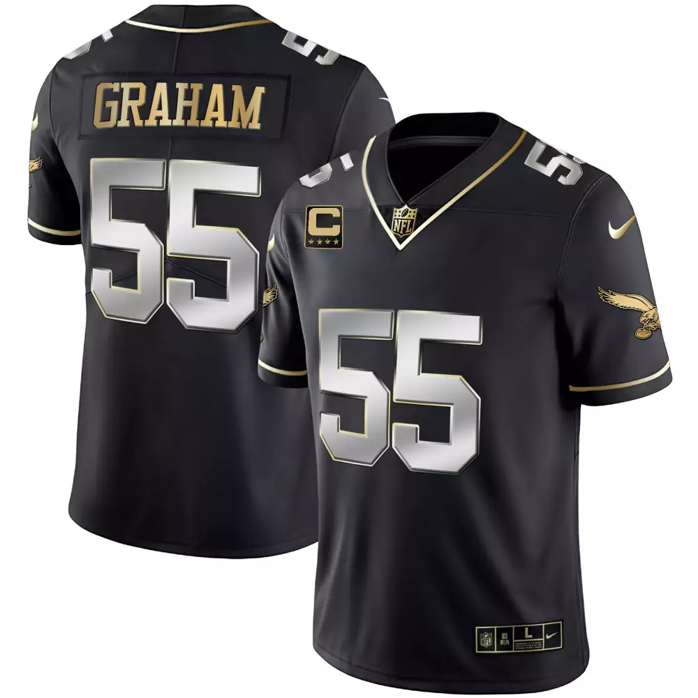 Jimmy Graham 55 Jersey Black Gothic Philadelphia Eagles Men Authentic Alternate Gold