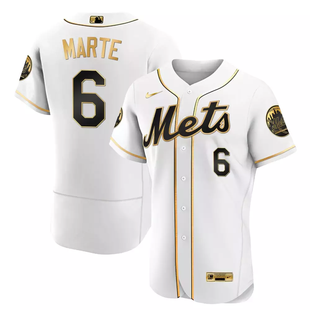 Marte 6 New York Mets Jersey White City Connect Men Authentic Alternate Custom Design