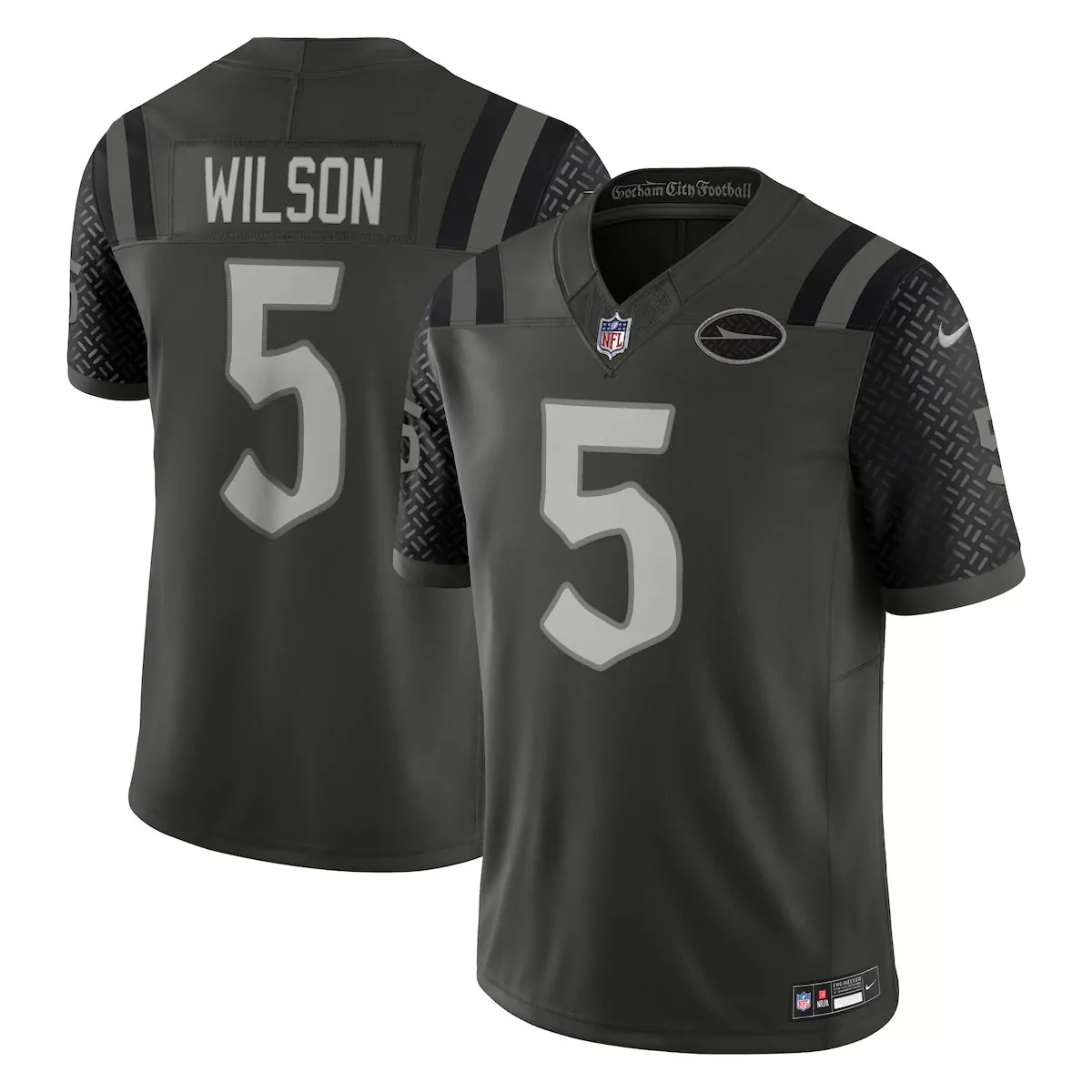 Garrett Wilson 5 Jersey Black Gothic Carolina Panthers Men Limited Alternate Custom Design