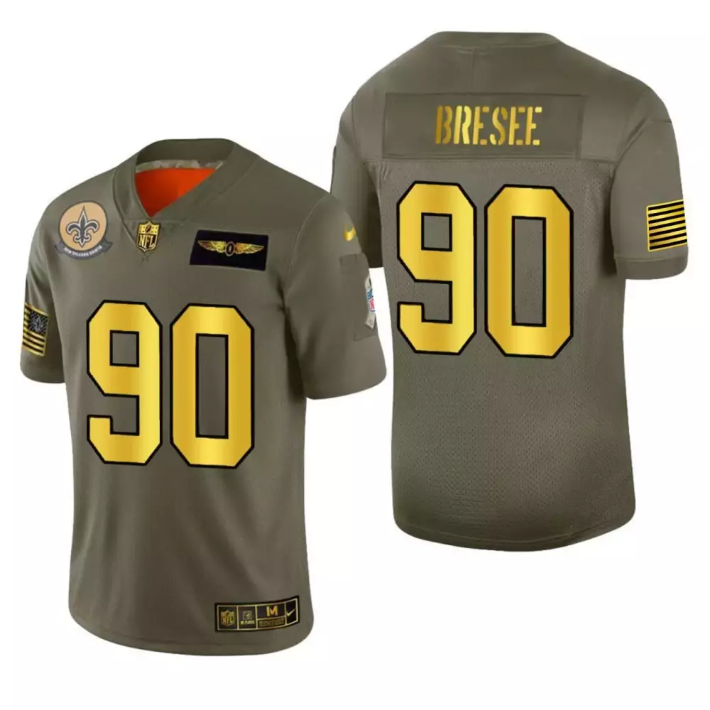 Bryan Bresee 90 Jersey Olive Green Salute To Service New Orleans Saints Military Appreciation