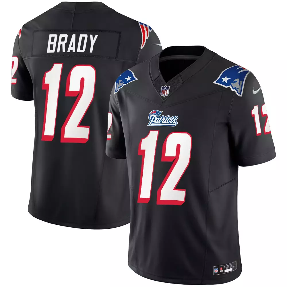 Tom Brady 12 New England Patriots Jersey Black Men Authentic Alternate Red White