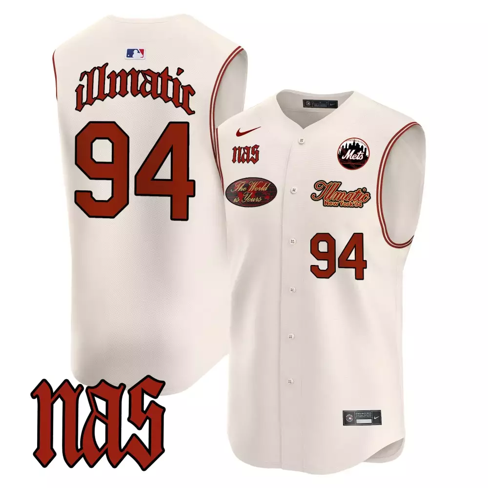Nas Illmatic 94 New York Mets Jersey Cream "illmatic" World Is Yours Men Authentic