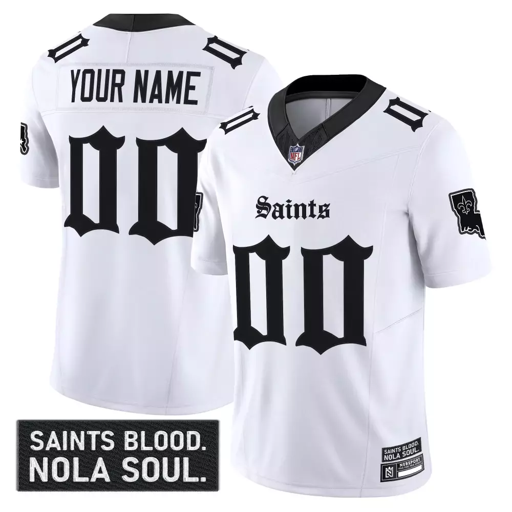 Custom New Orleans Saints Jersey White Nola Soul Men Authentic Alternate Black Stitched