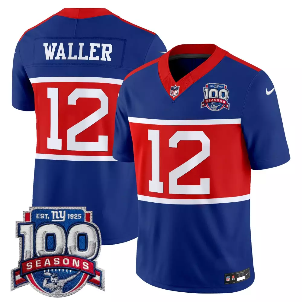 Darren Waller 12 New York Giants Jersey Blue 100 Seasons Men Authentic Red White