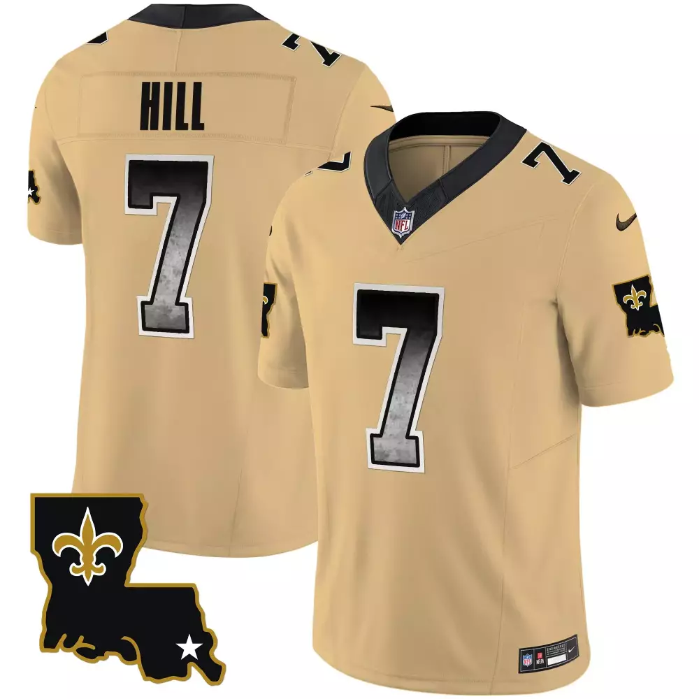 Taysom Hill 7 New Orleans Saints Jersey Gold Men Authentic Alternate Black White