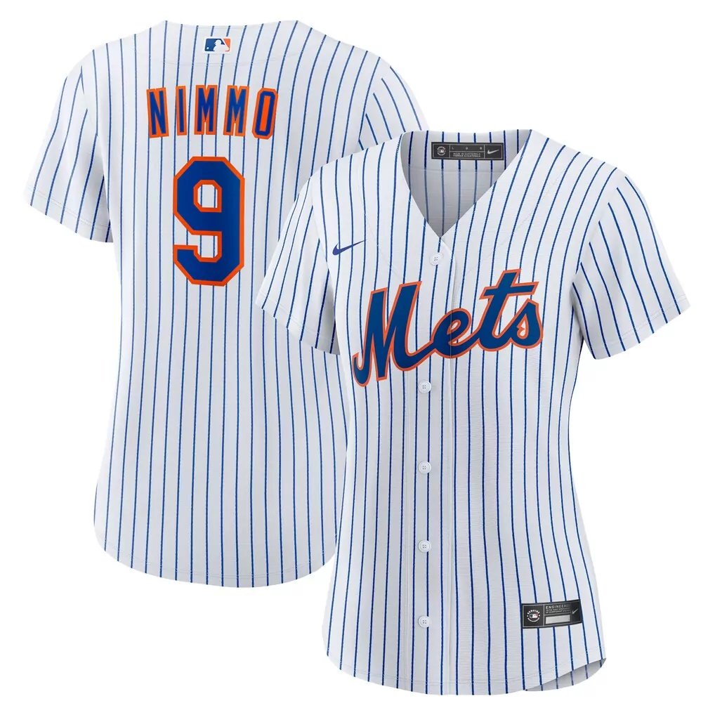 Brandon Nimmo 9 New York Mets Jersey White Women Authentic Blue Orange Home Replica