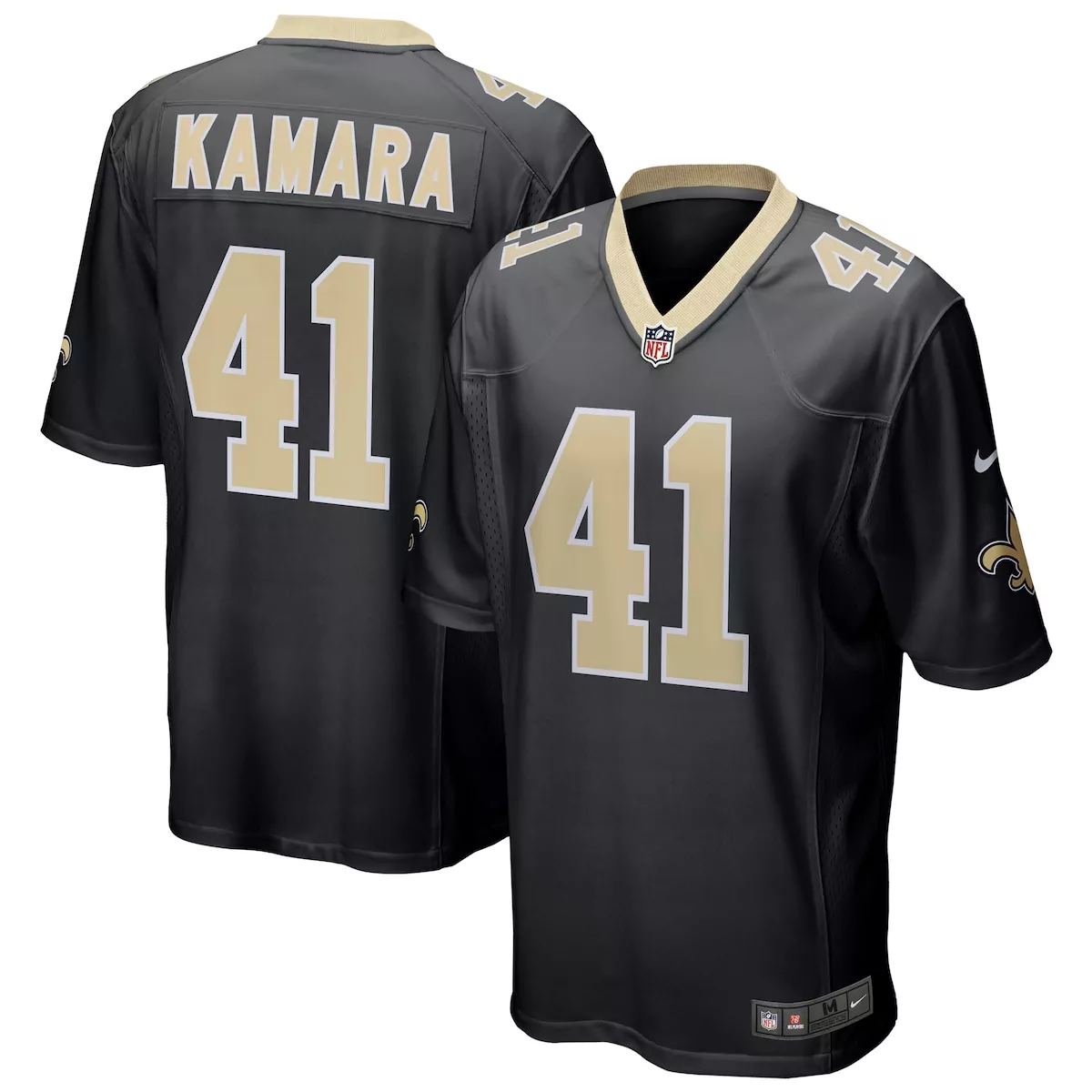 Alvin Kamara 41 Jersey Black New Orleans Saints Men Stitched Gold White Game