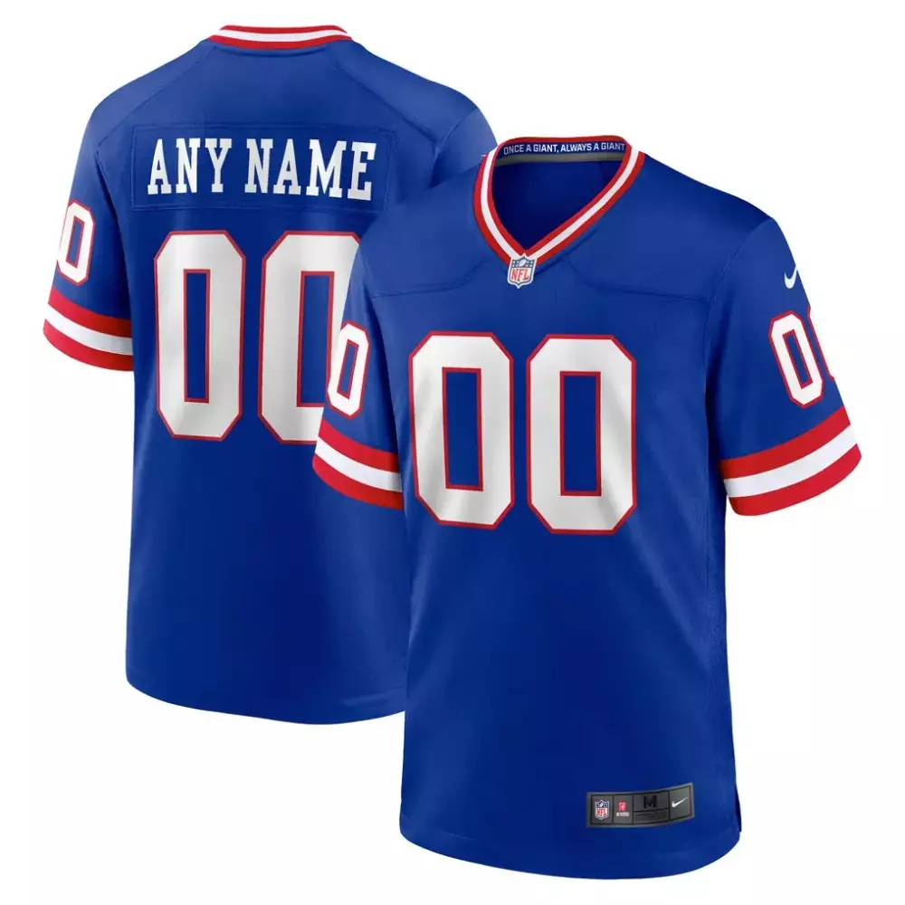 Custom New York Giants Jersey Blue Men Replica Red White Classic Game