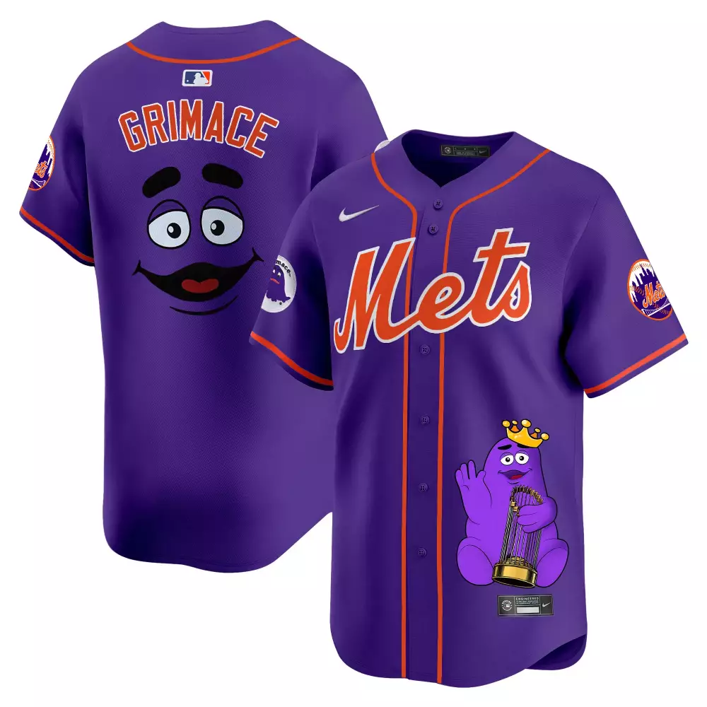 Pinstripe Grimace New York Mets Jersey Purple Men Replica Alternate Orange Unisex