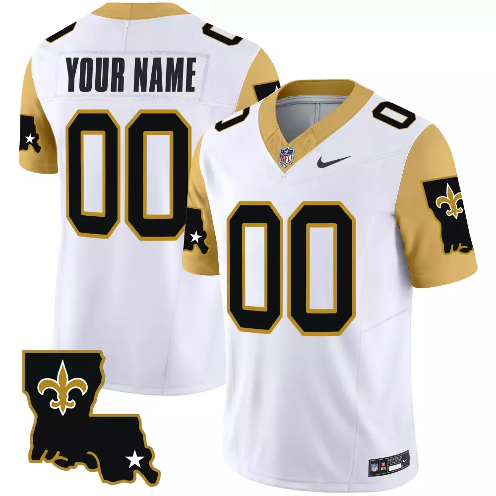 Custom New Orleans Saints Jersey White City Connect Men Authentic Alternate Design