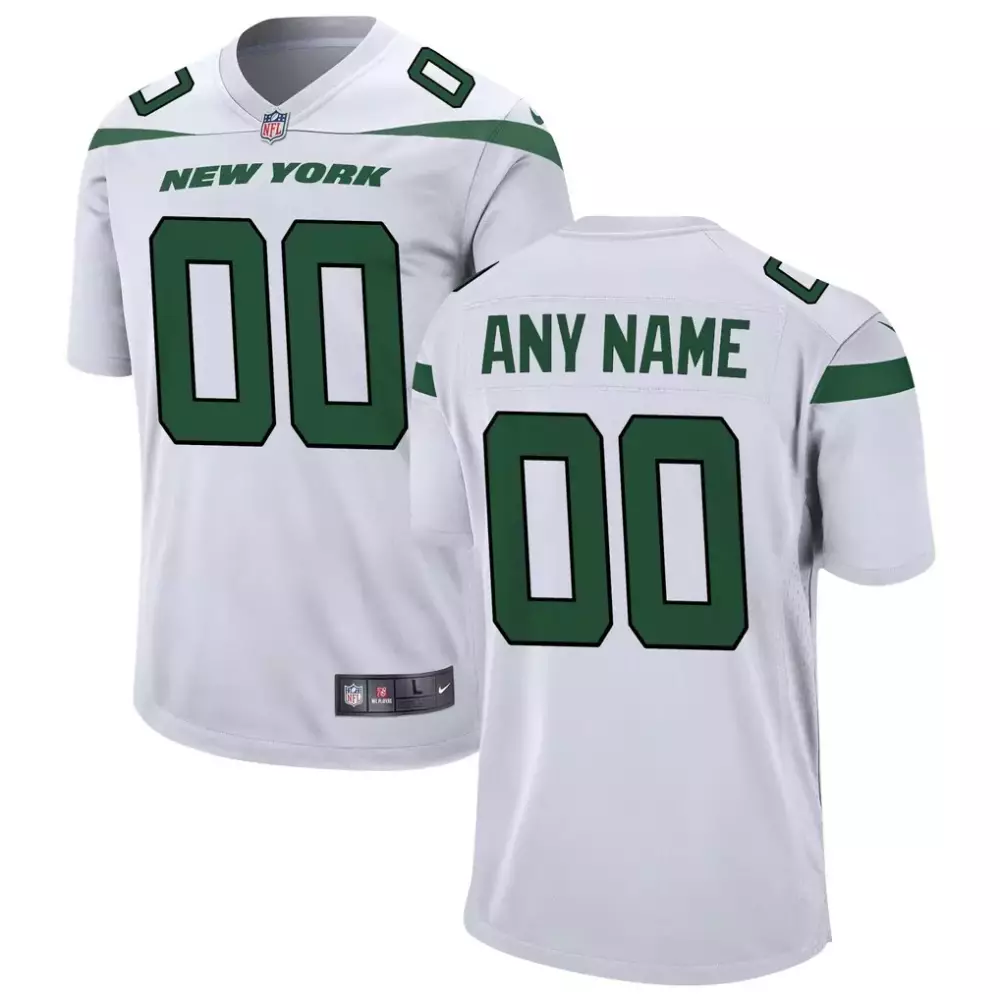Custom New York Jets Jersey White Men Replica Green Game
