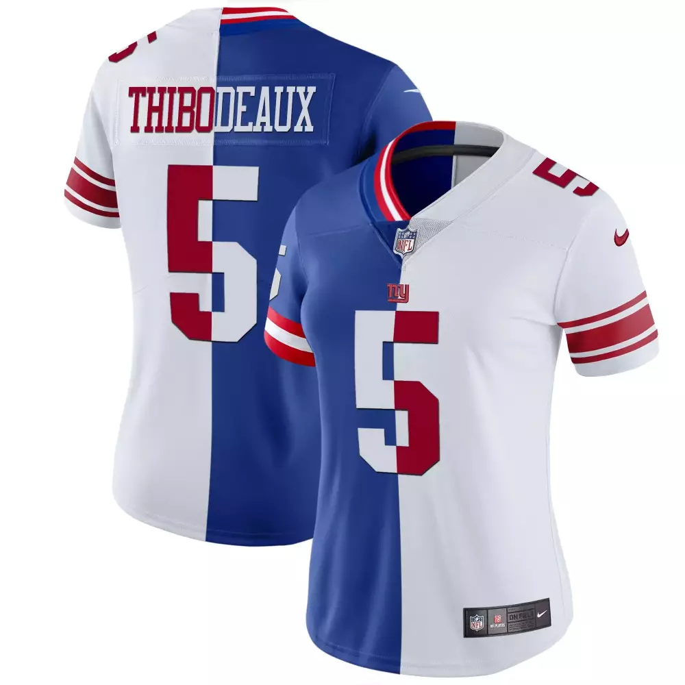 Kayvon Thibodeaux 5 Jersey Blue New York Giants Women Stitched Split Design White