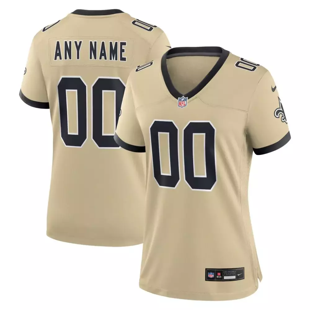 New Orleans Saints Jersey Gold Women Elite Black Gameday Alternate Custom Game