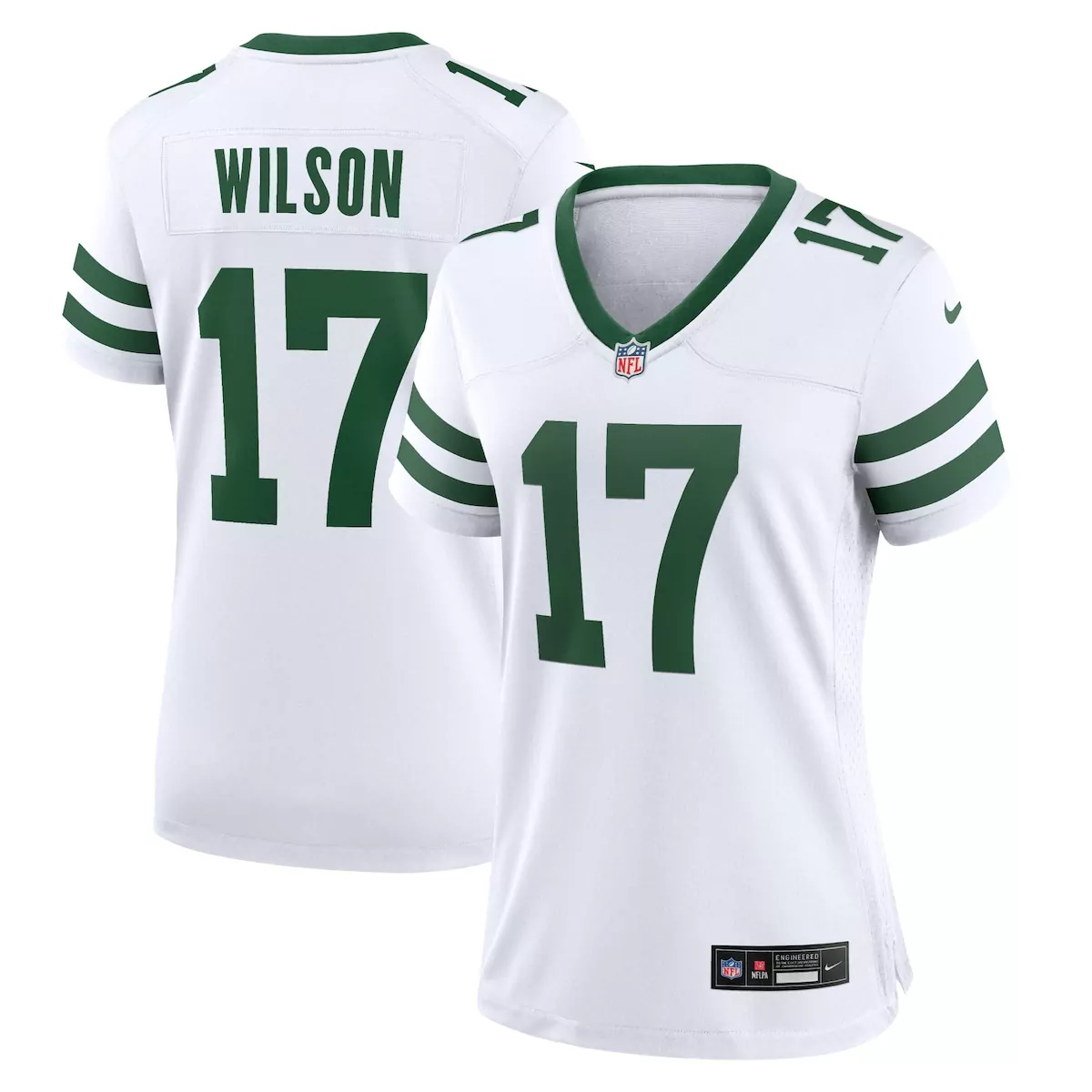 Garrett Wilson 17 New York Jets Jersey White Women Stitched Alternate Green Legacy
