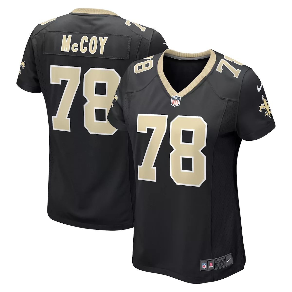 Erik Mccoy 78 New Orleans Saints Jersey Black Women Limited Gold Game