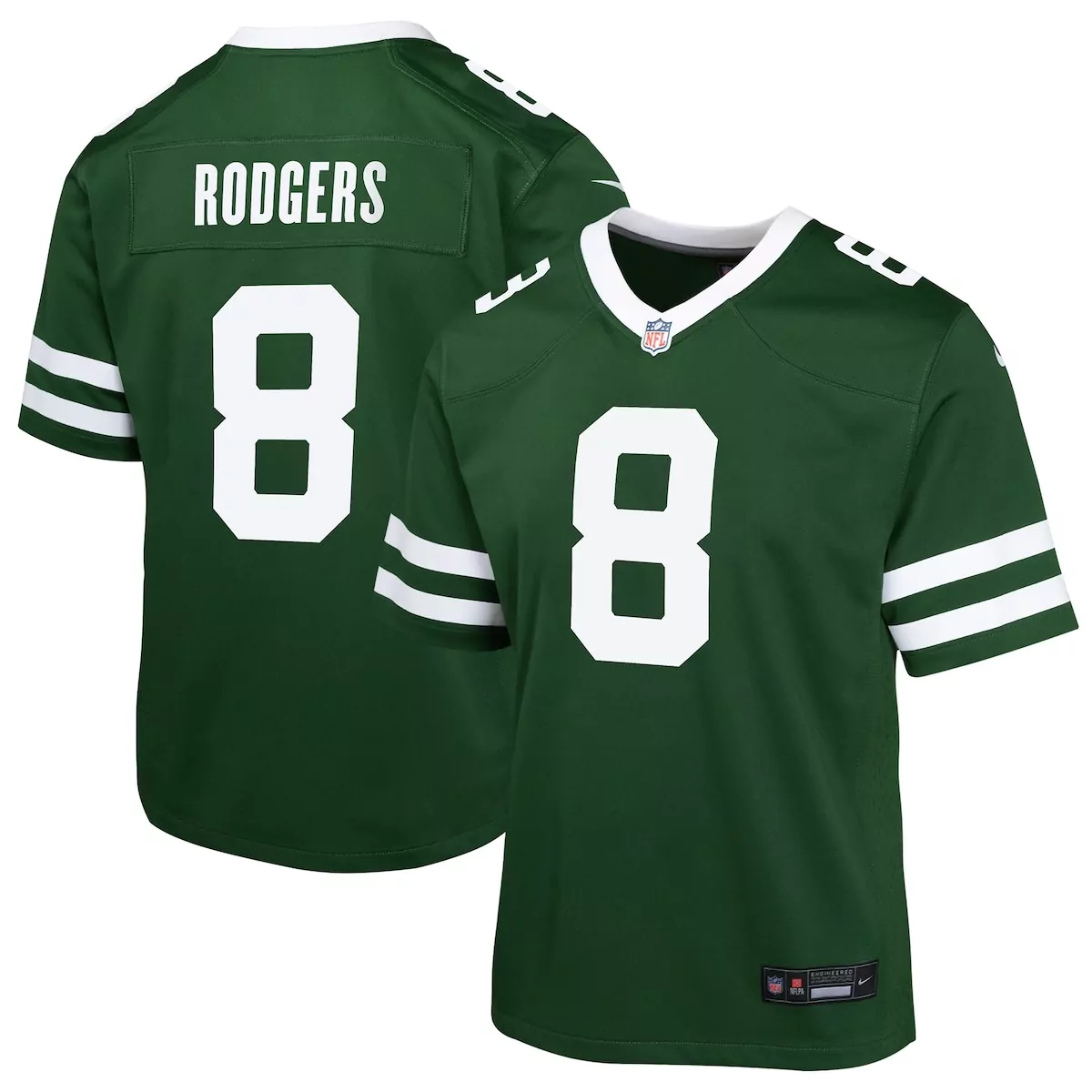 Aaron Rodgers 8 New York Jets Jersey Green Men Vapor White Game