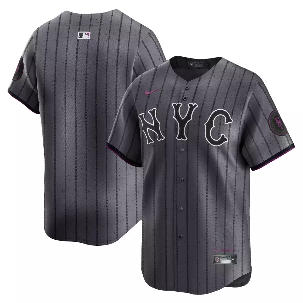 Custom New York Mets Jersey Gray City Connect Men Authentic Alternate Design Purple