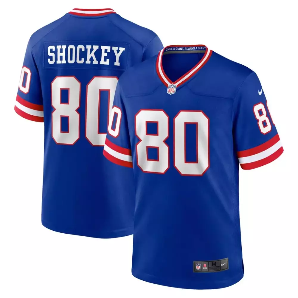 Jeremy Shockey 80 New York Giants Jersey Blue Once A Giant, Always Men Stitched Red