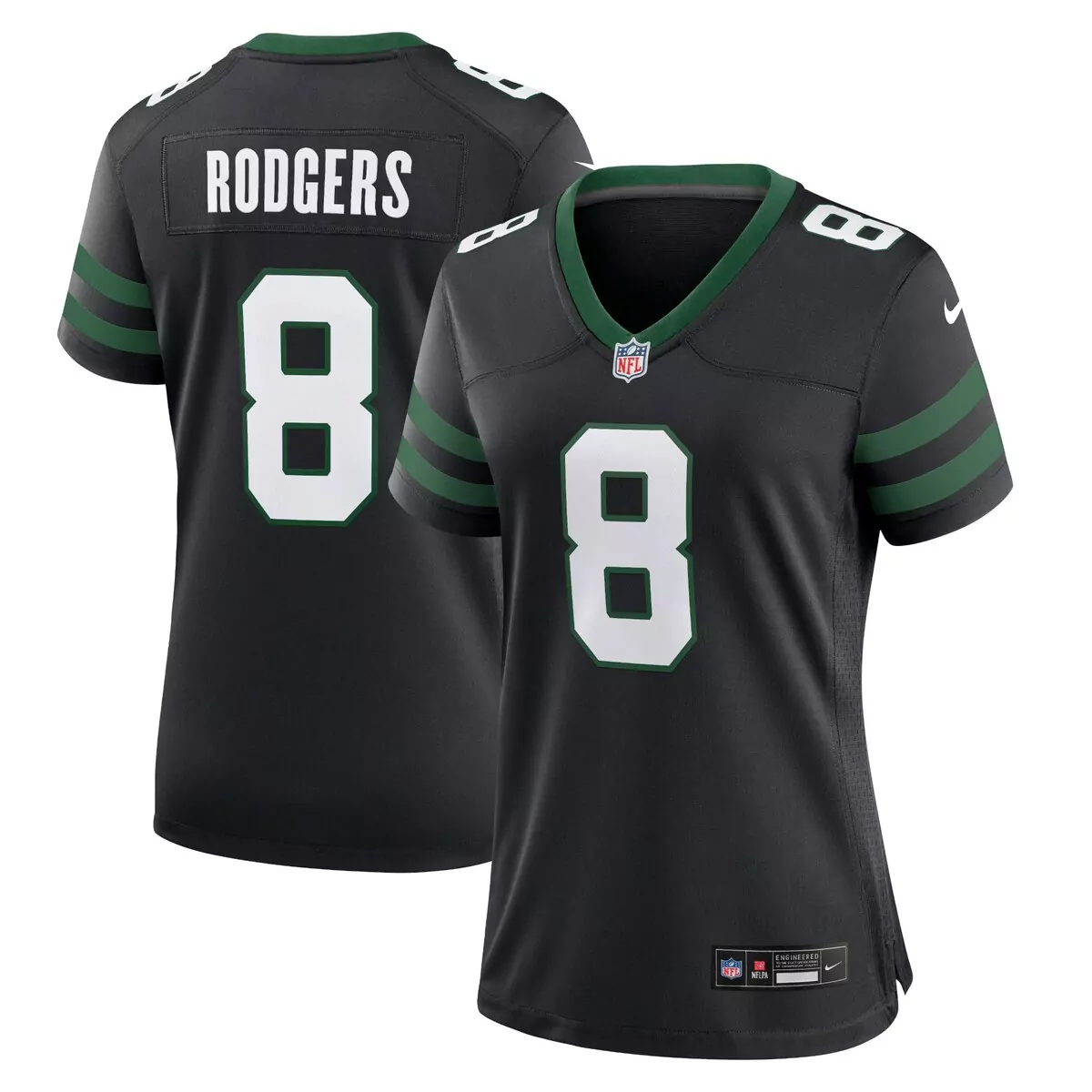 Aaron Rodgers 8 New York Jets Jersey Black Men Limited Alternate Green Legacy Game