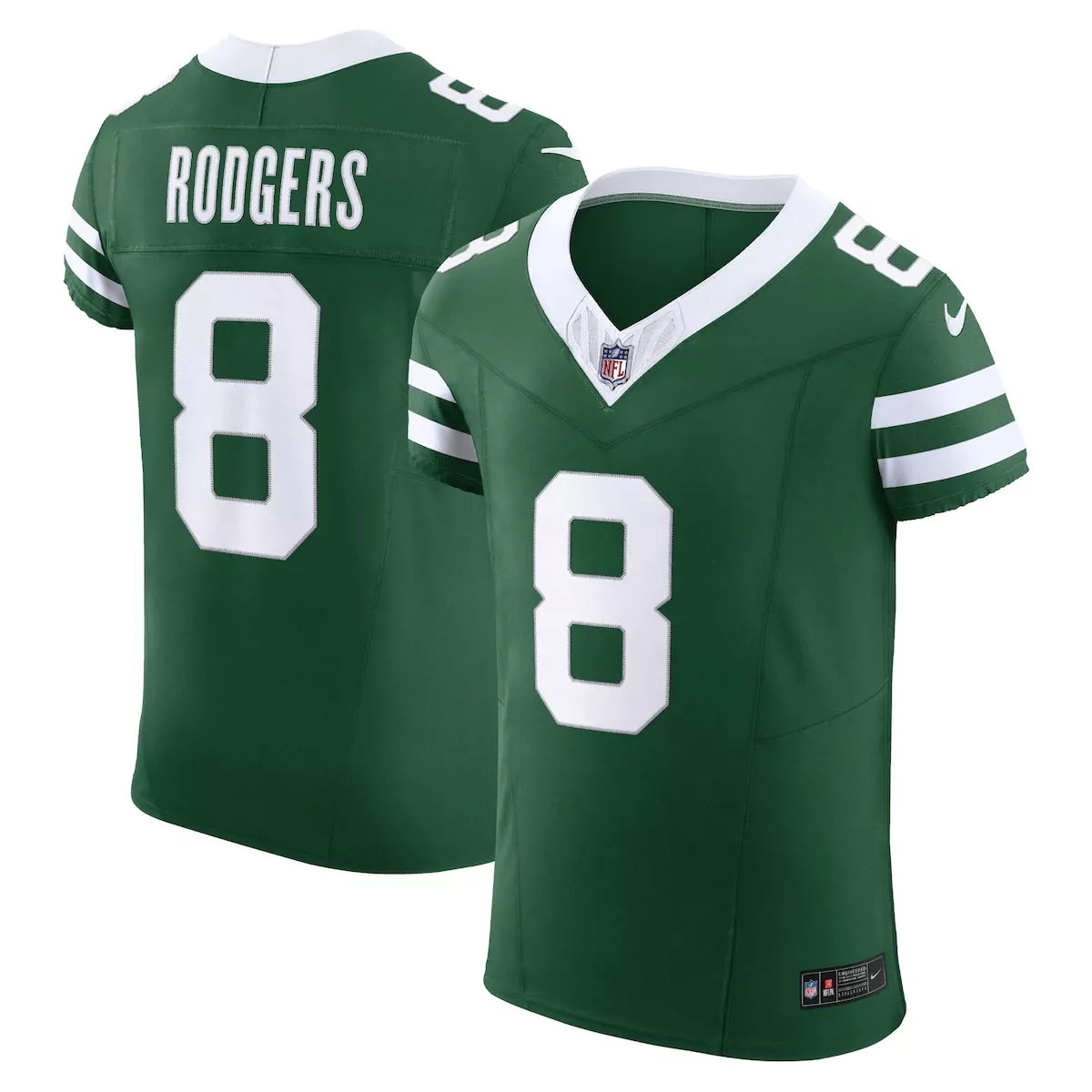 Aaron Rodgers 8 New York Jets Jersey Green Men Authentic White Vapor Elite
