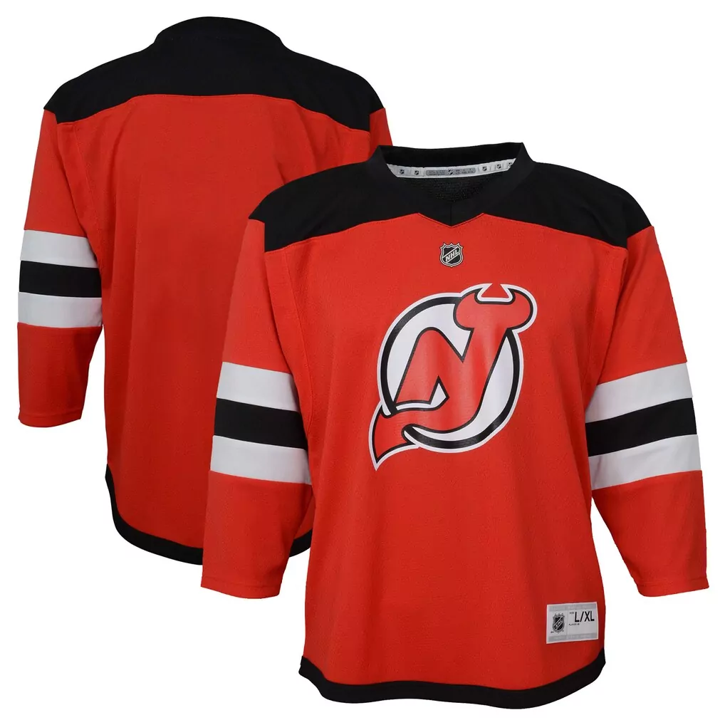 Custom New Jersey Devils Red Men Replica Black White Home