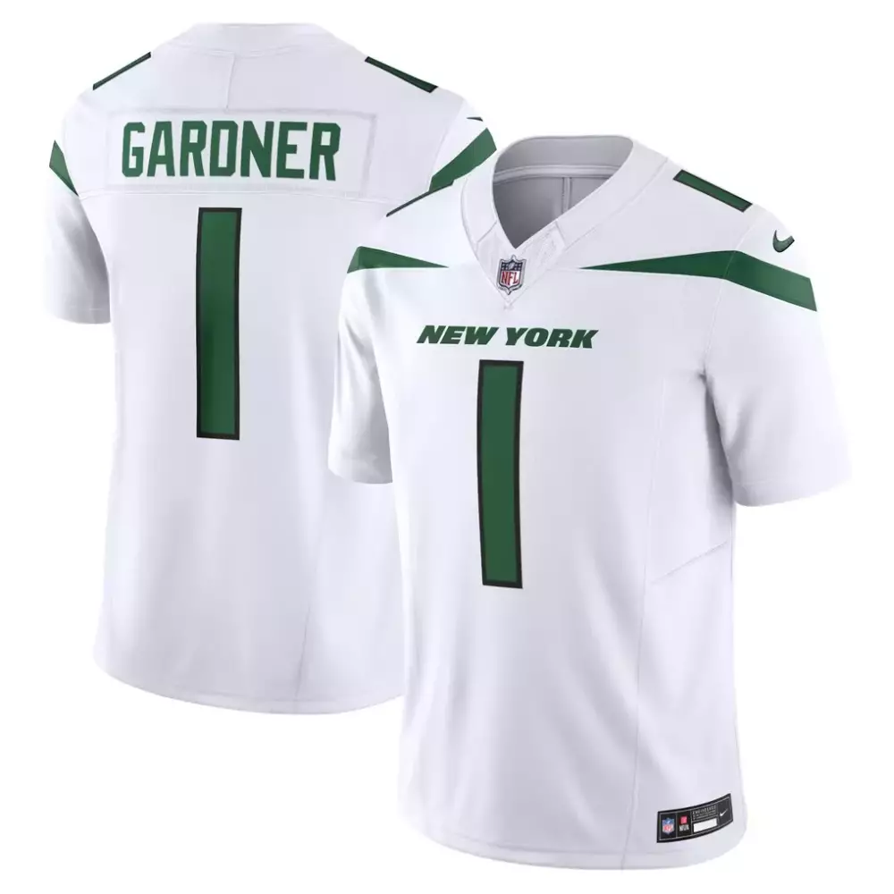Sauce Gardner 1 New York Jets Jersey White Men Vapor Alternate Green Limited