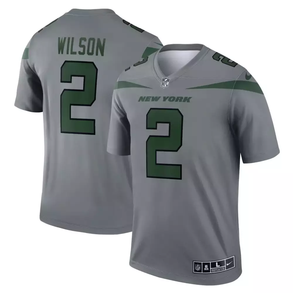 Zach Wilson 2 New York Jets Jersey Gray Men Stitched Alternate Green