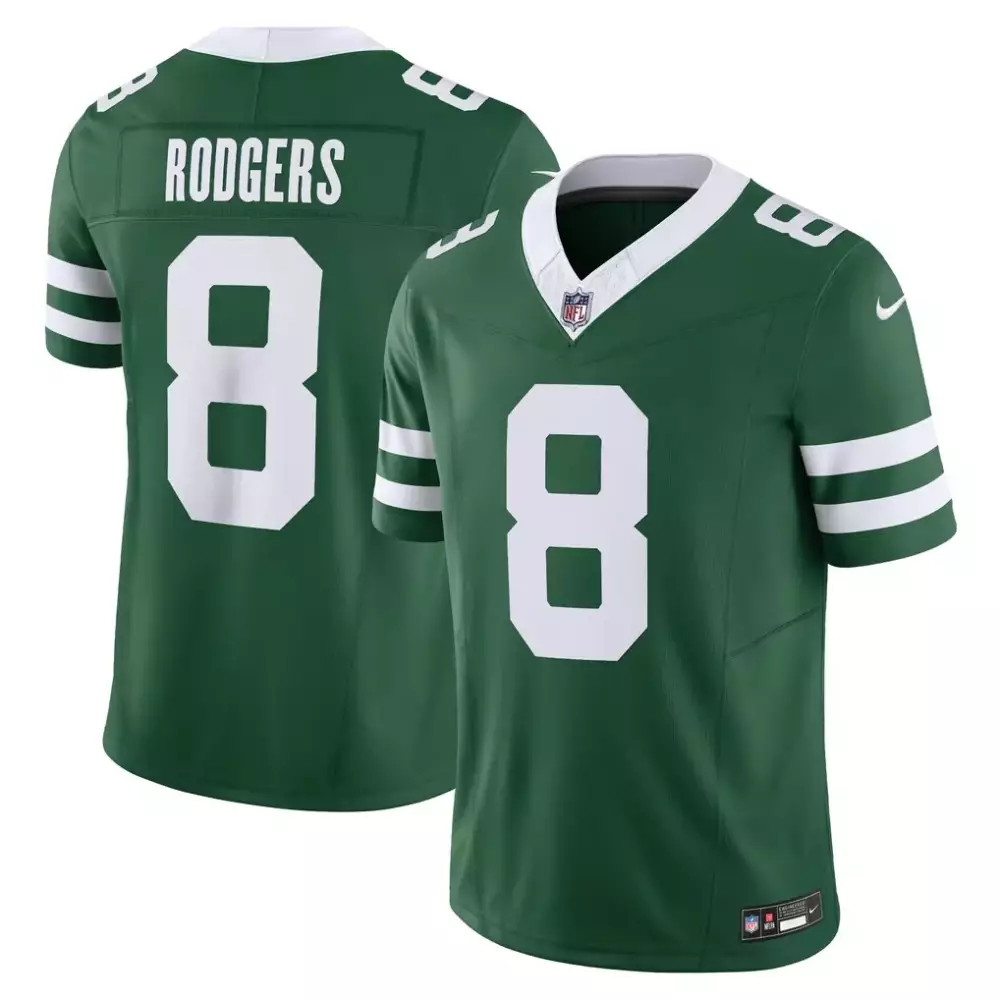 Aaron Rodgers 8 New York Jets Jersey Green Men Authentic White Vapor Limited Legacy