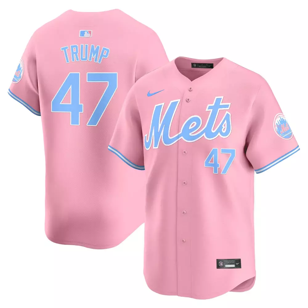 Donald Trump 47 New York Mets Jersey Pink Men Authentic Alternate Light Blue Unisex