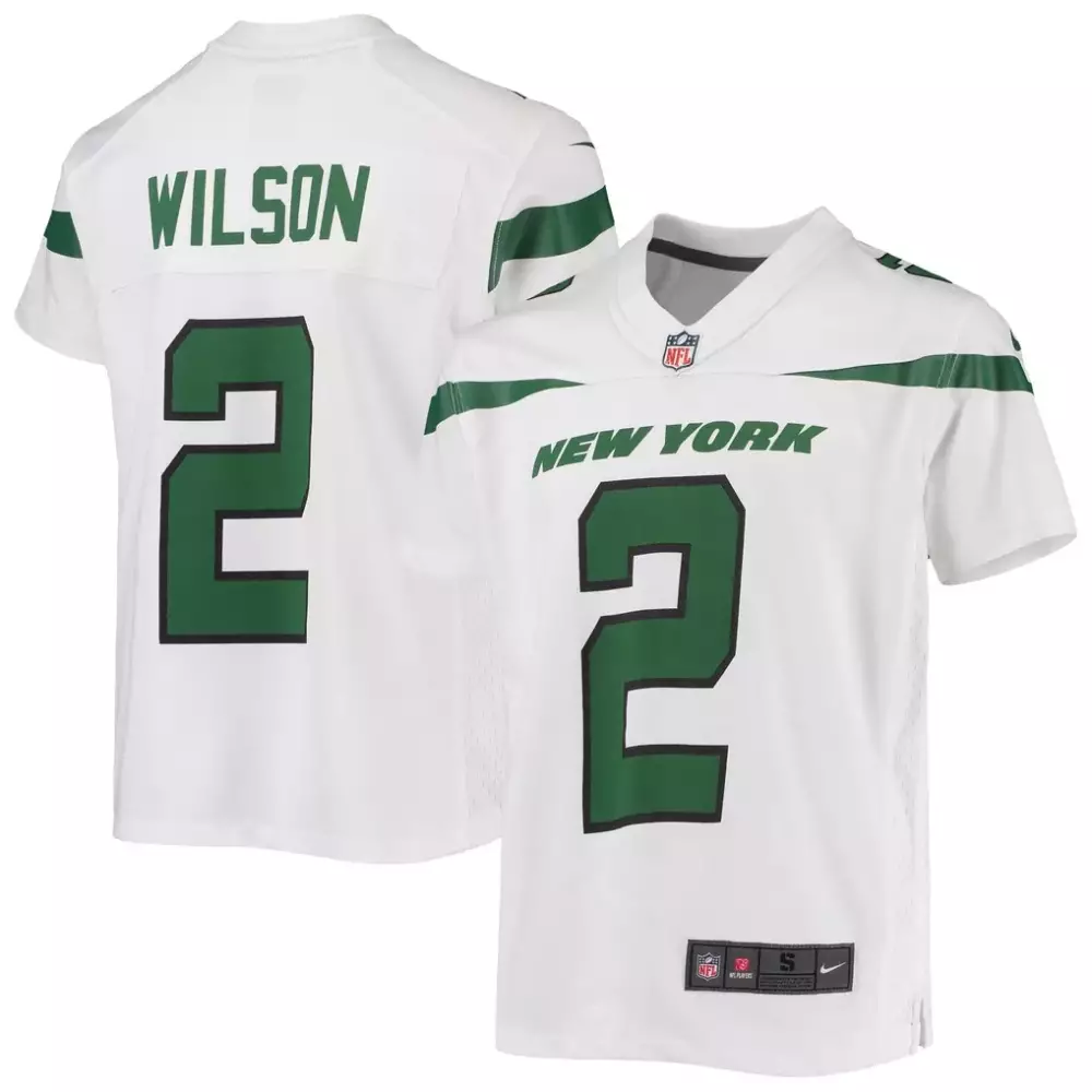 Garrett Wilson 2 New York Jets Jersey White Men Stitched Green Game