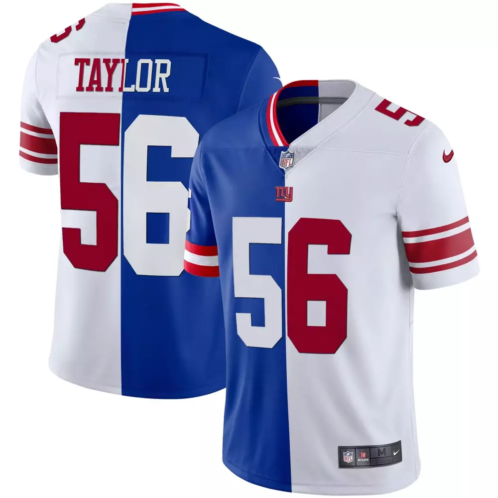 Peach Colorway 56 New York Giants Jersey Blue Split Men Stitched Design White Red