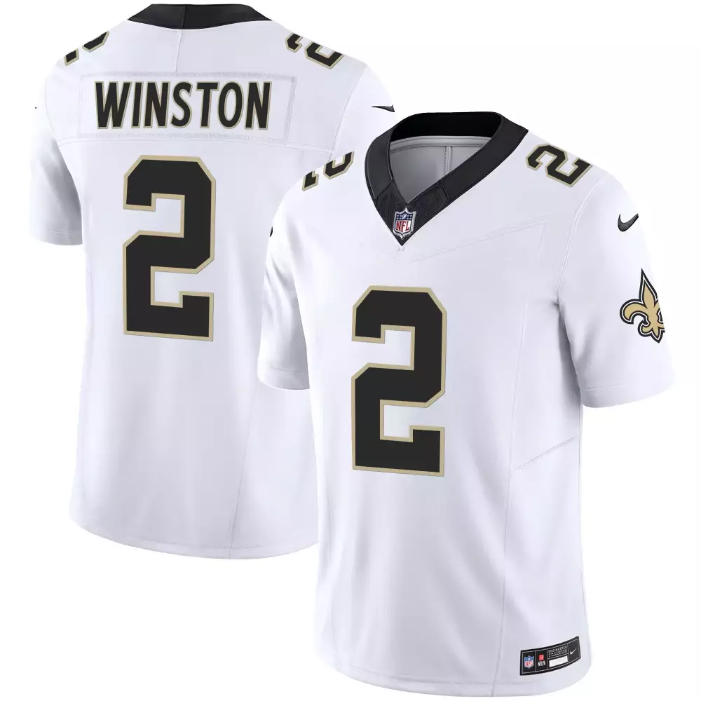 Jameis Winston 2 Jersey White New Orleans Saints Men Limited Alternate Black Gold