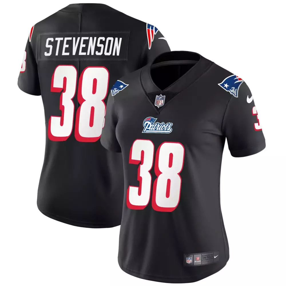 Rhamondre Stevenson 38 Jersey Black New England Patriots Men Stitched Alternate Red
