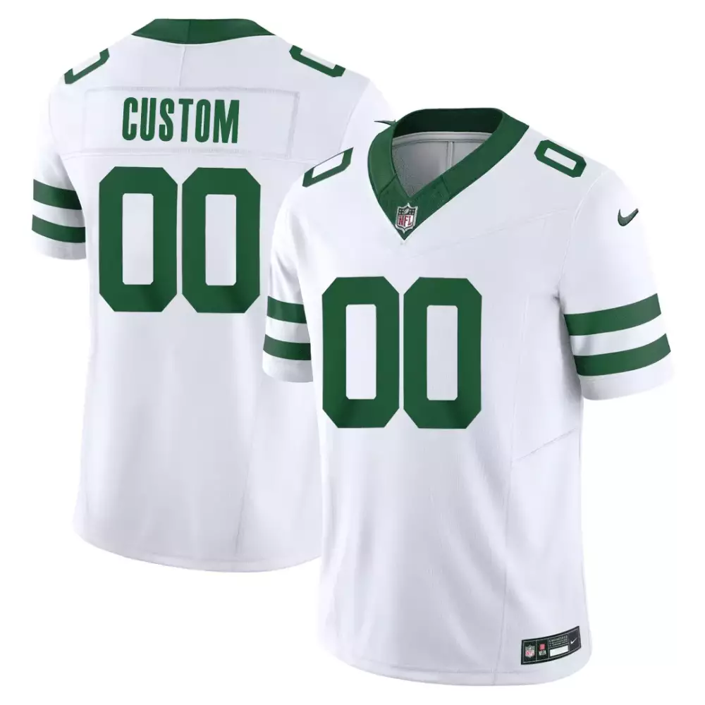 Custom New York Jets Jersey White Men Replica Green All Stitched Limited