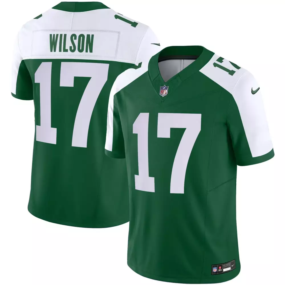 Garrett Wilson 17 New York Jets Jersey Green Men Authentic White Alternate Legacy