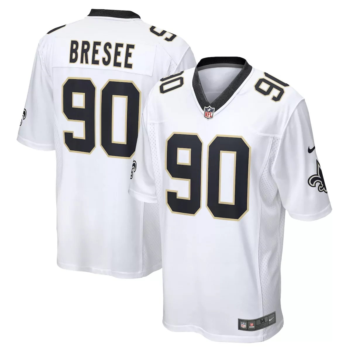 Bryan Bresee 90 Jersey White New Orleans Saints Men Replica Alternate Black Gold