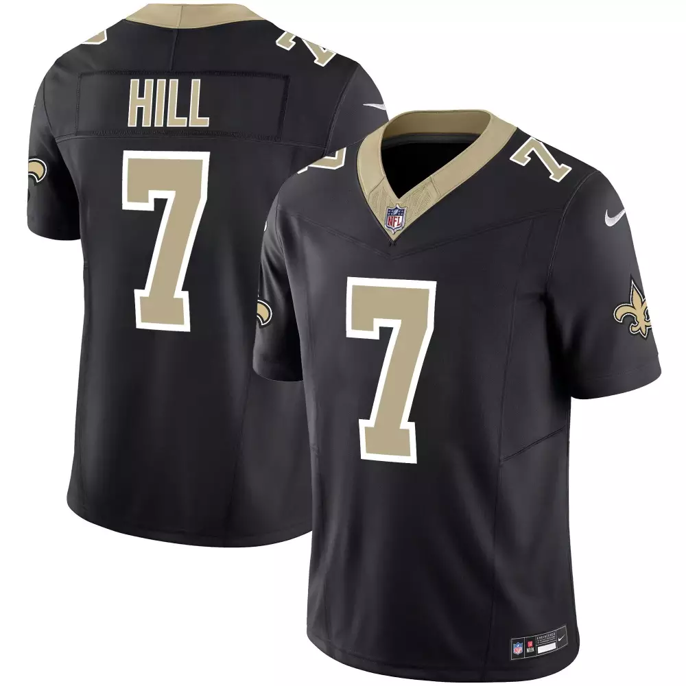 Taysom Hill 7 New Orleans Saints Jersey Black Men Authentic Gold Vapor Limited All