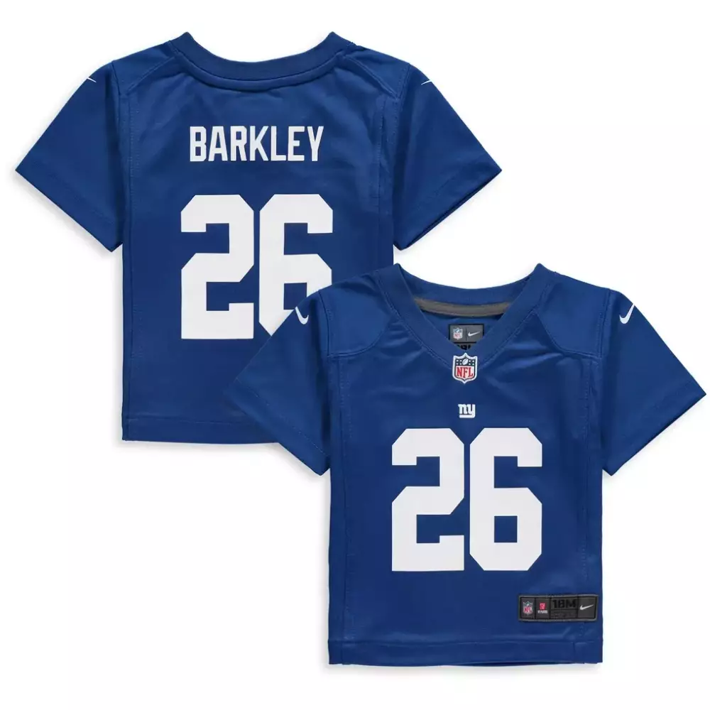 Saquon Barkley 26 New York Giants Jersey Blue Kids Replica White Game