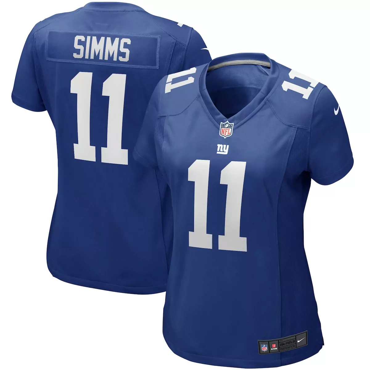 Phil Simms 11 New York Giants Jersey Blue Women Stitched White Game Retired