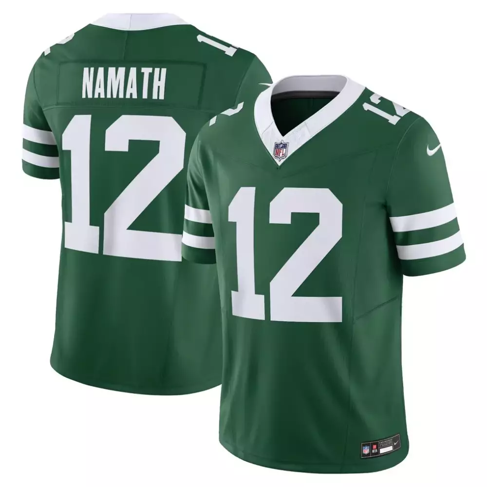 Joe Namath 12 New York Jets Jersey Green Men Stitched White Vapor Limited Legacy