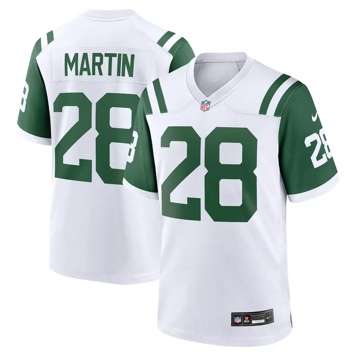 Curtis Martin 28 New York Jets Jersey White Men Authentic Alternate Green Retired
